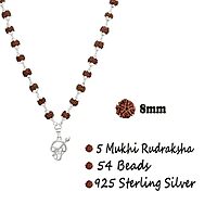 Original Rudraksha Mala in Silver with Om Pendant | Certified