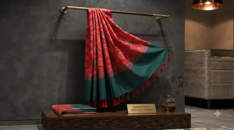 Teal green silk saree with silver buttas with pochampally pink pallu