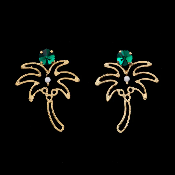 Anti-Tarnish Palm Tree Necklace Set With Earrings