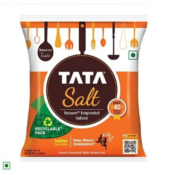 Tata Salt Vacuum Evaporated Iodised Edible Common Salt, 1 kg Pouch