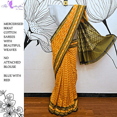 IKKAT  MERCERISED  COTTON SAREE   BGHSDIC23318
