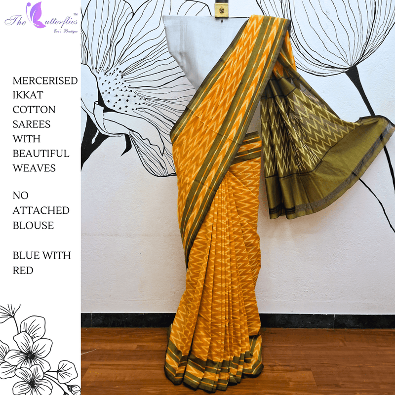 IKKAT  MERCERISED  COTTON SAREE   BGHSDIC23318
