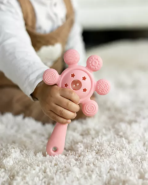 2-in-1 Musical Silicone Rattle Teether Toy