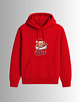 Unisex Red Sock-up Graphic Printed All-Weather Hoodie