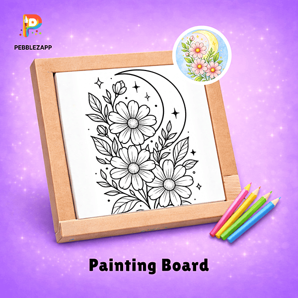 beautiful Floral Moon Coloring