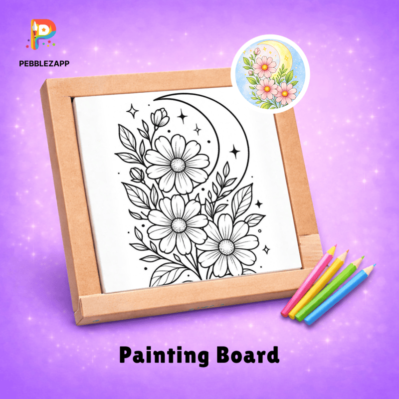 beautiful Floral Moon Coloring