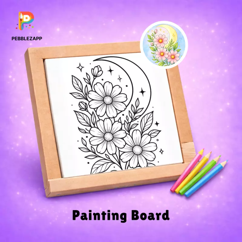 beautiful Floral Moon Coloring