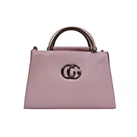 Blush Pink Structured Handbag with Metallic Handle