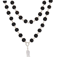 Karungali Mala with Silver Murugan, Vel & Tamil Om Pendant Spiritual Mala