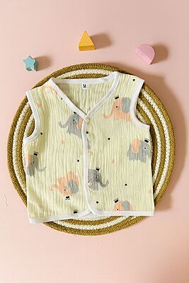 Premium Crinkled Muslin Cotton Jhabla (3–6 Months) – Without Sleeves Premium Crinkled Muslin Cotton Jhabla (3–6 Months) – Without Sleeves