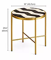 Blake Coffee Table in white & black marble with Brass Inlay and antique brass finish