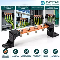 4 Hole Earth Bench / Terminal Strip | Copper-Plated Grounding Bar