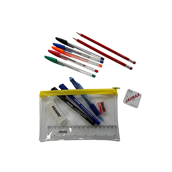 Stationery Filled Yellow Zip 8x5"" Pencil Case