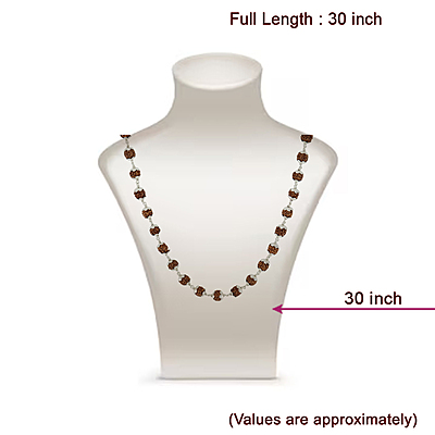 Silver Rudraksha Mala 8mm - 54 Beads, 30 Inches