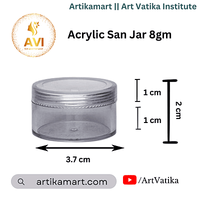 Acrylic San Jar + White Inner + TRANSPARENT Cap - 8g Acrylic San Jar + White Inner + TRANSPARENT Cap - 8g