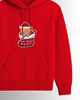 Unisex Red Sock-up Graphic Printed All-Weather Hoodie