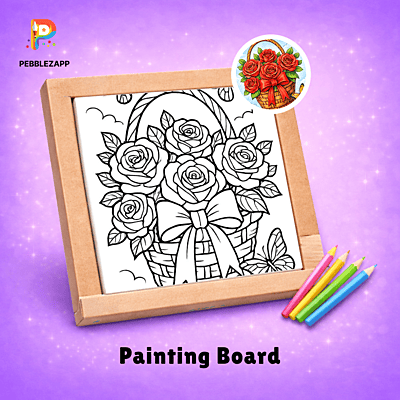 beautiful Rose Basket Coloring