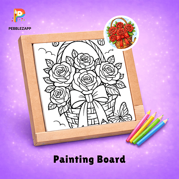 beautiful Rose Basket Coloring