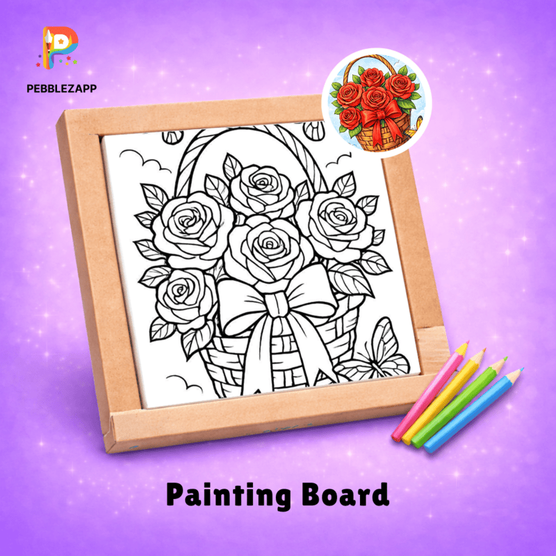 beautiful Rose Basket Coloring