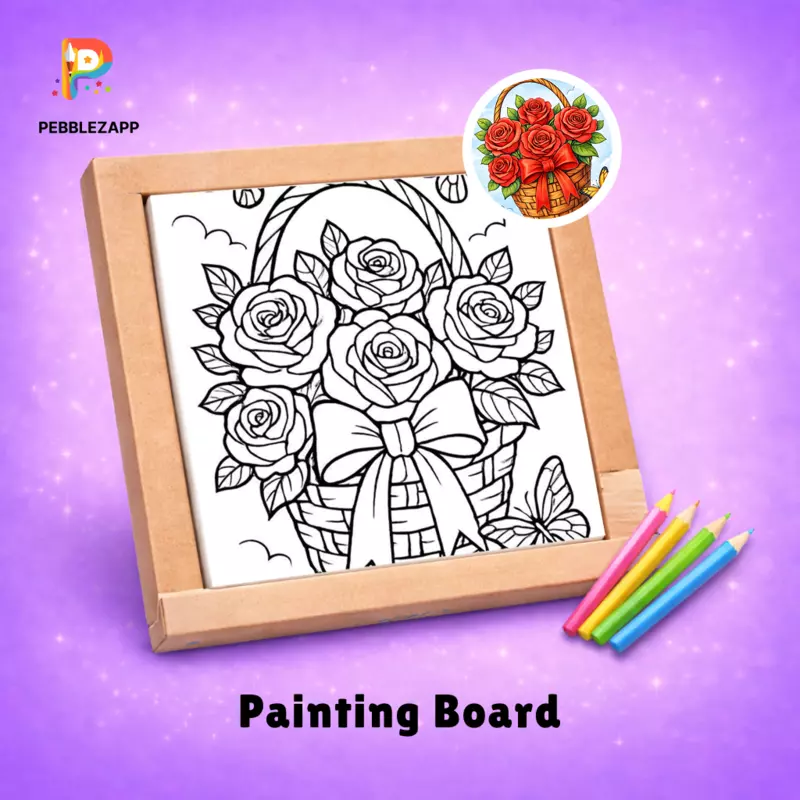 beautiful Rose Basket Coloring