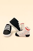 Unisex Soft Cotton Baby Shoes & Socks Gift Set (0–12 Months) – Black