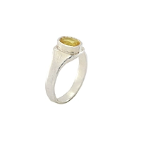 Sterling Silver Yellow Sapphire Ring-Pukhraj stone ring