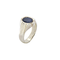 Pure Silver Natural Blue Stone Ring-Neelam