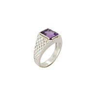 Pure Silver Amethyst Stone Ring-Purple