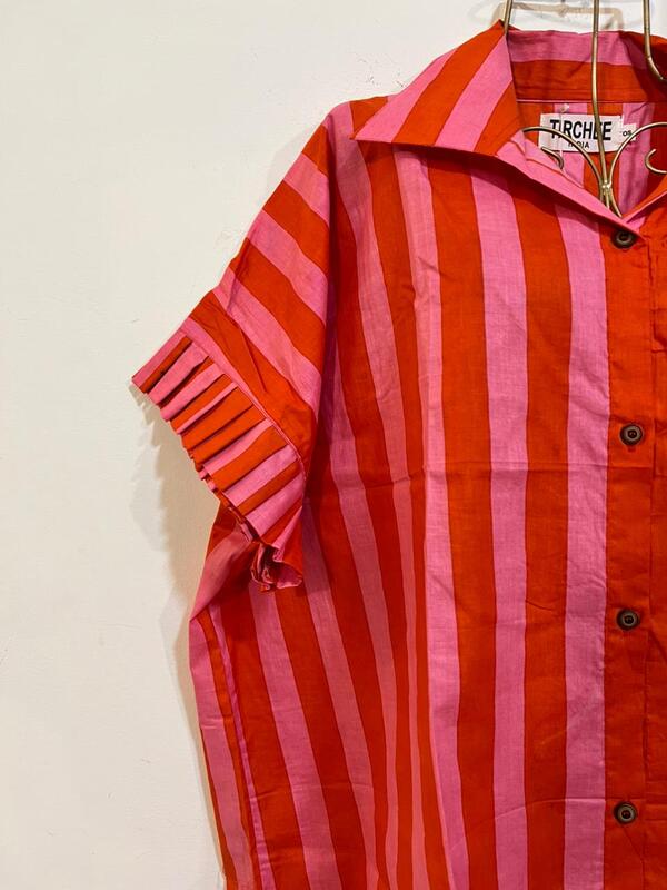 Malavika's Flowy Frill Shirt - Blue with Garden