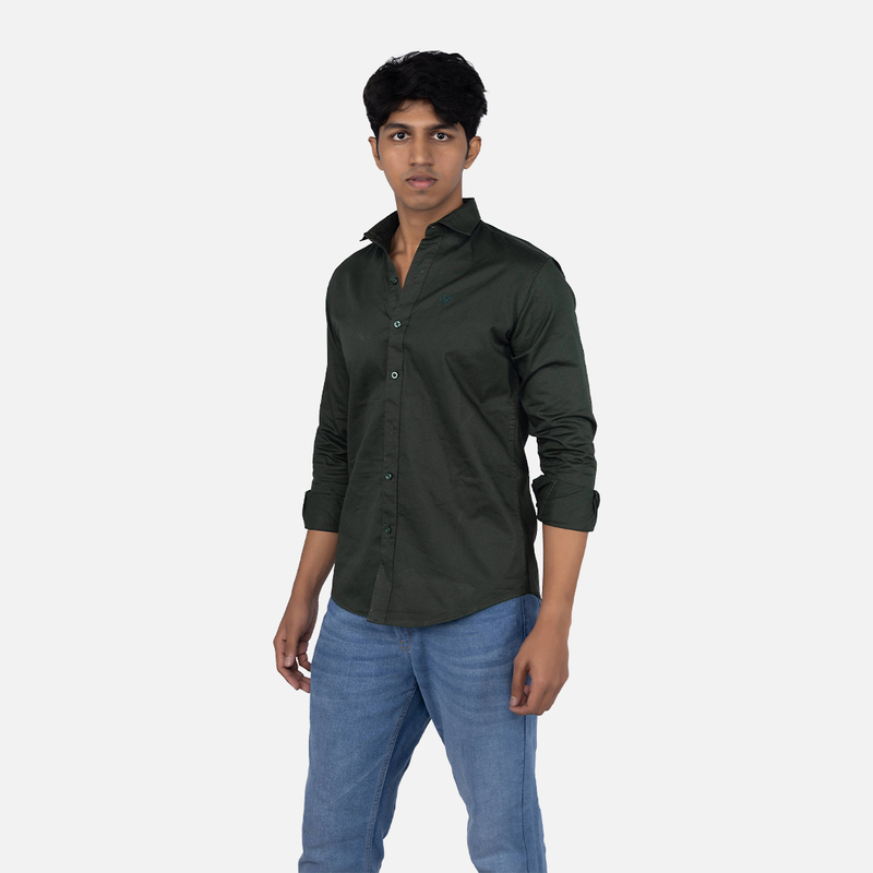 Men Olivine Solid Casual Shirt