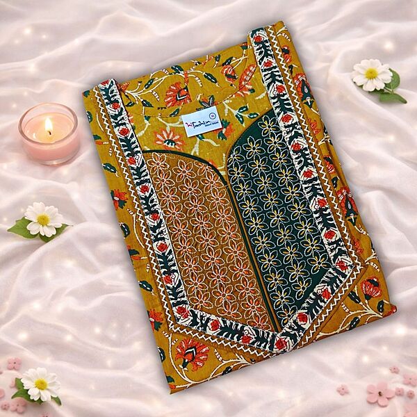 Daisy Gold Cotton Nighty With Geometric Print All Over From Libas Loungewear - AL1163