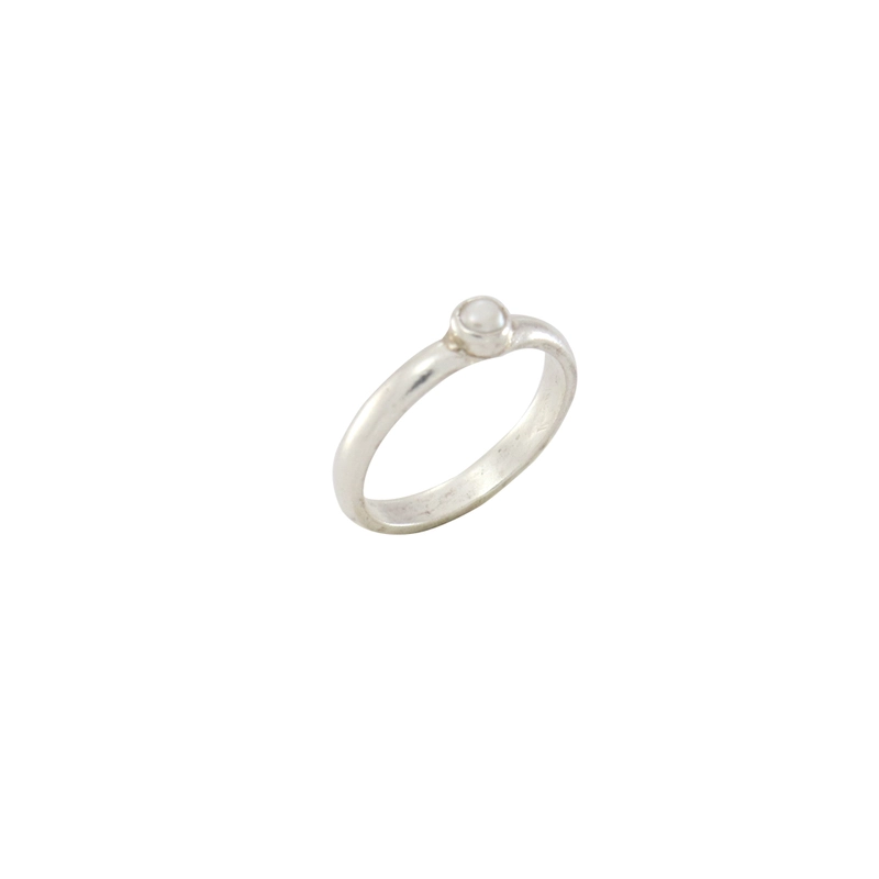 Pure Silver White Pearl Ring-Muthu Ring
