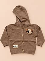 Knitted Hooded Cardigan- Toffee Brown | Full Sleeves