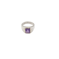 Pure Silver Amethyst Stone Ring-Purple