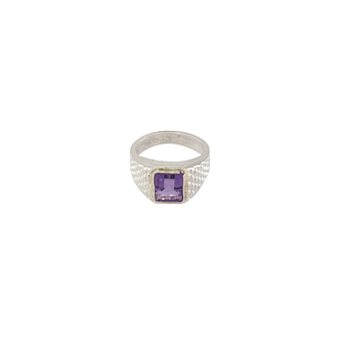 Pure Silver Amethyst Stone Ring-Purple Pure Silver Amethyst Stone Ring-Purple