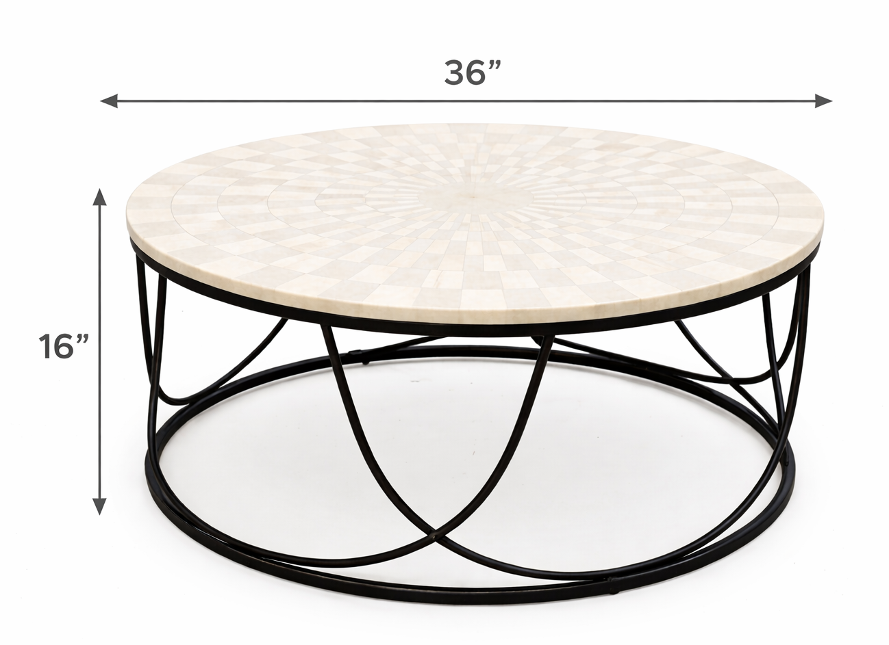 Jolie Engraved Marble Top Coffee Table