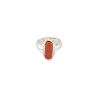 Pure Silver Pavalam Ring - Red Corel