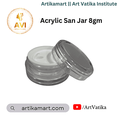 Acrylic San Jar + White Inner + TRANSPARENT Cap - 8g Acrylic San Jar + White Inner + TRANSPARENT Cap - 8g