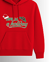 Unisex Red Holiday Graphic Printed All-Weather Hoodie