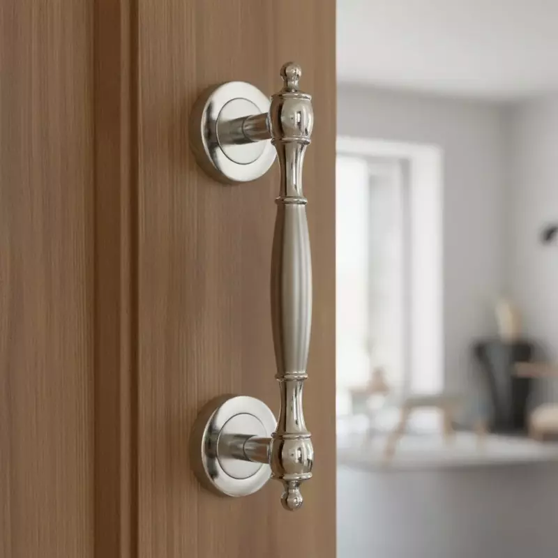 (4502) Palam Door Pull Handle Zinc 1005 CP 8"