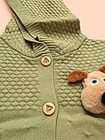 Knitted Hooded Cardigan- Olive Green | Full Sleeves