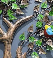 DAD Metal Tree Wall Art with Birds - Colorful Wall Sculpture Living Room - Size (37x3x37 Inch)