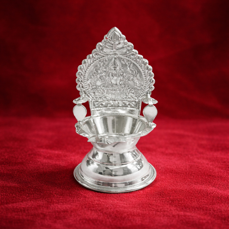 Silver Kamakshi Amman Deepa | Traditional Gaja Lakshmi Diya