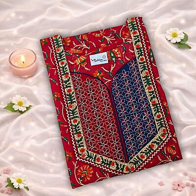 Cardinal Red Cotton Nighty With Geometric Print All Over From Libas Loungewear - AL1165