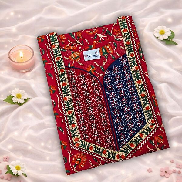 Cardinal Red Cotton Nighty With Geometric Print All Over From Libas Loungewear - AL1165