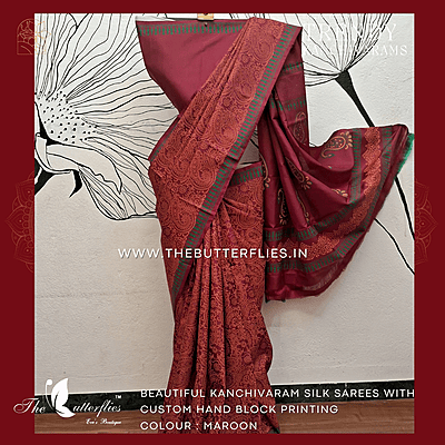 HAND PAINTED PURE KANCHIVARAM SOFT SILK SAREE  CUSSSIL23504