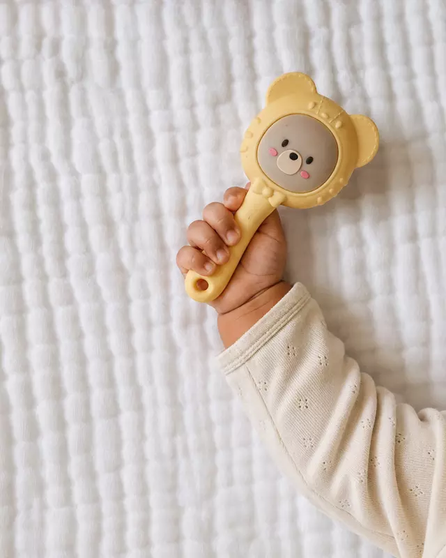 2-in-1 Musical Silicone Rattle Teether Toy