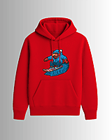Unisex Red Snowboard Graphic Printed All-Weather Hoodie