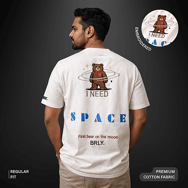 Unisex Off-White I Need Space Embroidered Crew Neck Tee