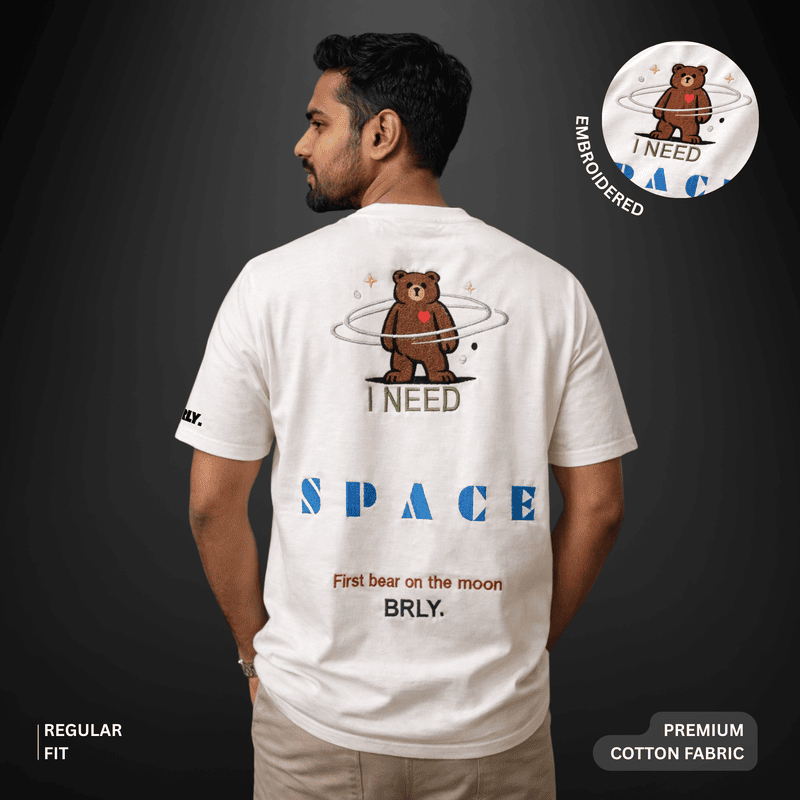 Unisex Off-White I Need Space Embroidered Crew Neck Tee